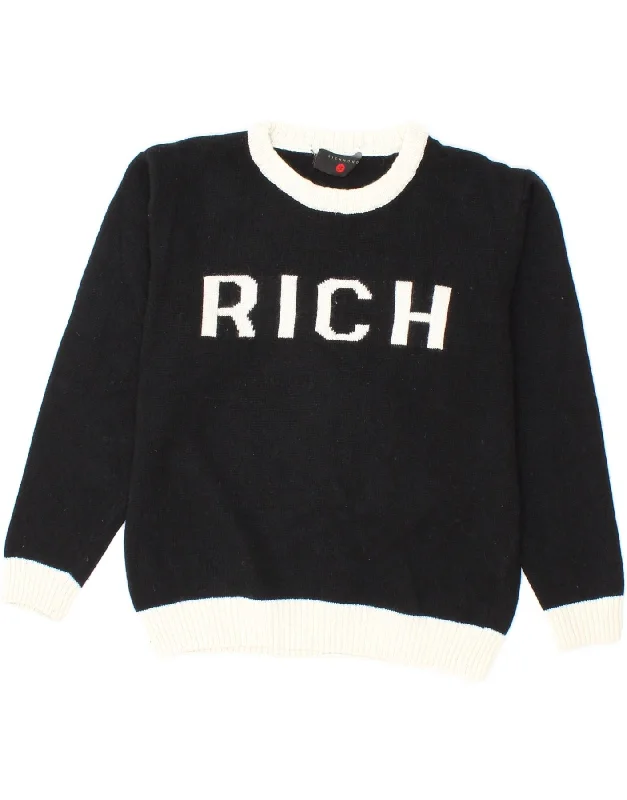 Soft Looks RICHMOND Boys Graphic Crew Neck Jumper Sweater 7-8 Years Black Cotton