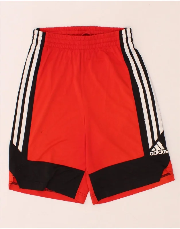Advanced Design ADIDAS Boys Sport Shorts 9-10 Years Red Colourblock Polyester