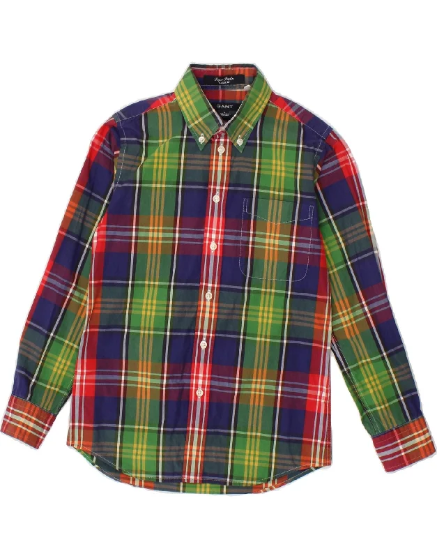 Loose Fit GANT Boys Paper Poplin Classic Fit Shirt 9-10 Years Large  Green Check