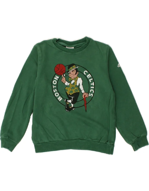 Elegant And Casual ADIDAS Boys Boston Celtics Graphic Sweatshirt Jumper 9-10 Years Green Elegant And Casual ADIDAS Boys Boston Celtics Graphic Sweatshirt Jumper 9-10 Years Green