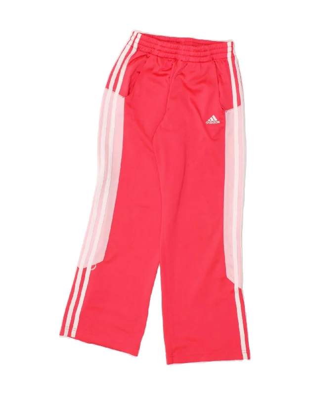 Sporty Wear ADIDAS Girls Tracksuit Trousers 9-10 Years  Pink Colourblock Polyester
