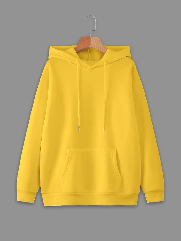 Elegant Comfort Vimal Jonney Yellow Solid Hooded Cotton Fleece Sweatshirt for Men