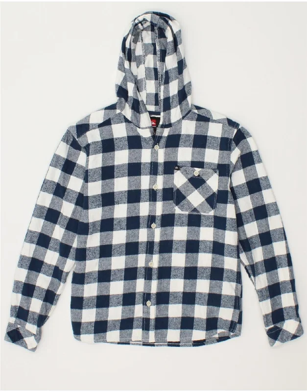 Autumn Selection QUIKSILVER Boys Hooded Flannel Shirt 11-12 Years Medium Navy Blue Gingham Autumn Selection QUIKSILVER Boys Hooded Flannel Shirt 11-12 Years Medium Navy Blue Gingham