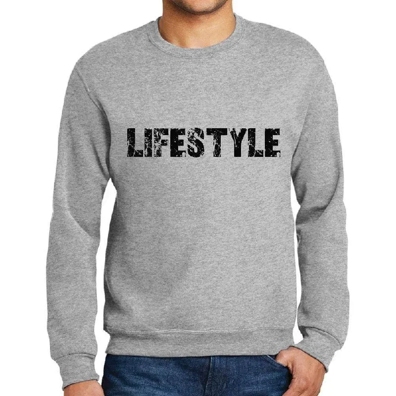 Simple Design Men's Printed Graphic Sweatshirt Popular Words LIFESTYLE Grey Marl