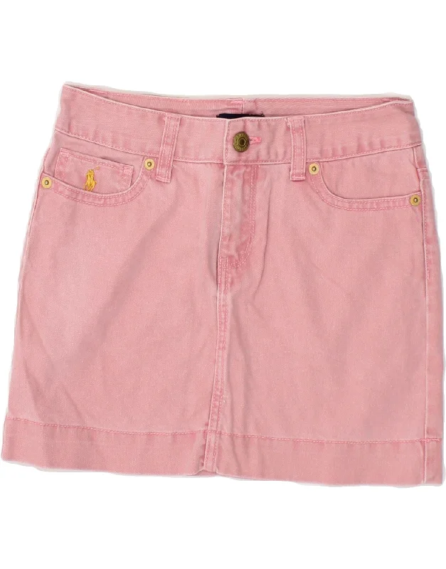 Cozy Apparel RALPH LAUREN Girls Denim Skirt 9-10 Years W26  Pink Cotton