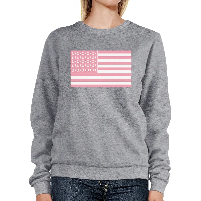 Girl Style Breast Cancer Awareness Pink Flag Grey SweatShirt