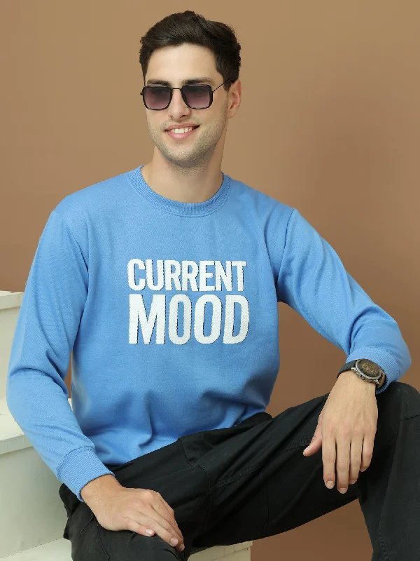 European And American Style VimaL Jonney Regular Fit Blue Printed Sweatshirt For Men European And American Style VimaL Jonney Regular Fit Blue Printed Sweatshirt For Men