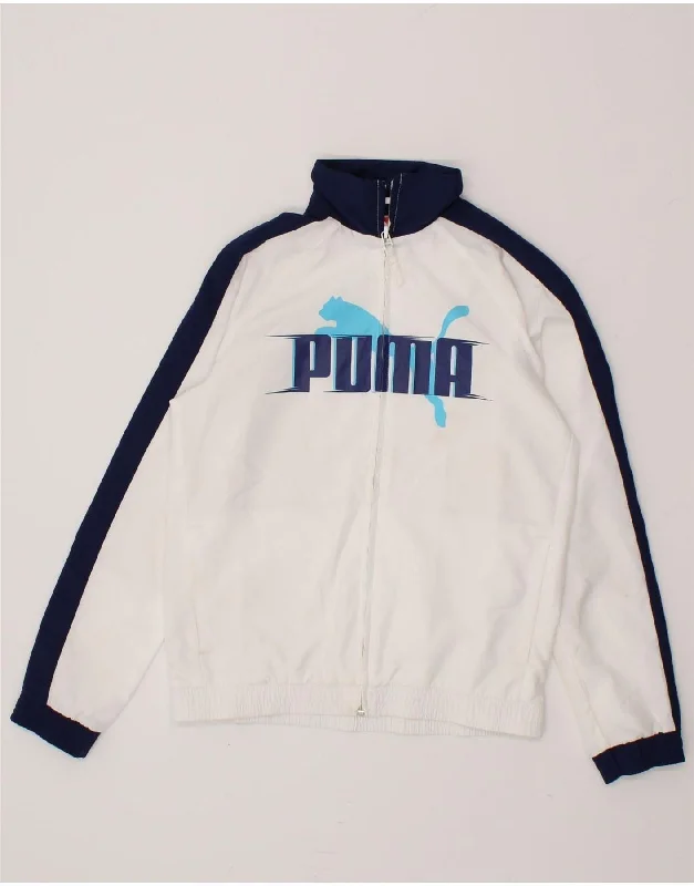 Sports Cool PUMA Boys Graphic Tracksuit Top Jacket 11-12 Years Large  White