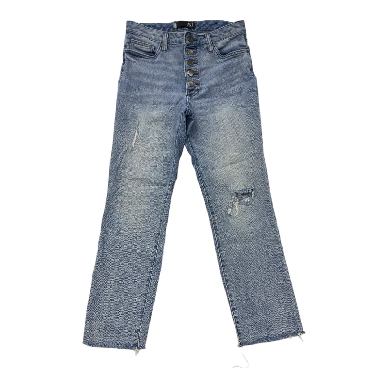 Nightclub Style Jeans Straight By Kut In Blue Denim, Size: 4