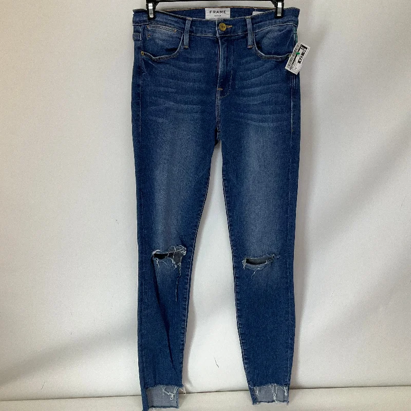 Fashion Must-have Jeans Skinny By Frame In Blue Denim, Size: 2