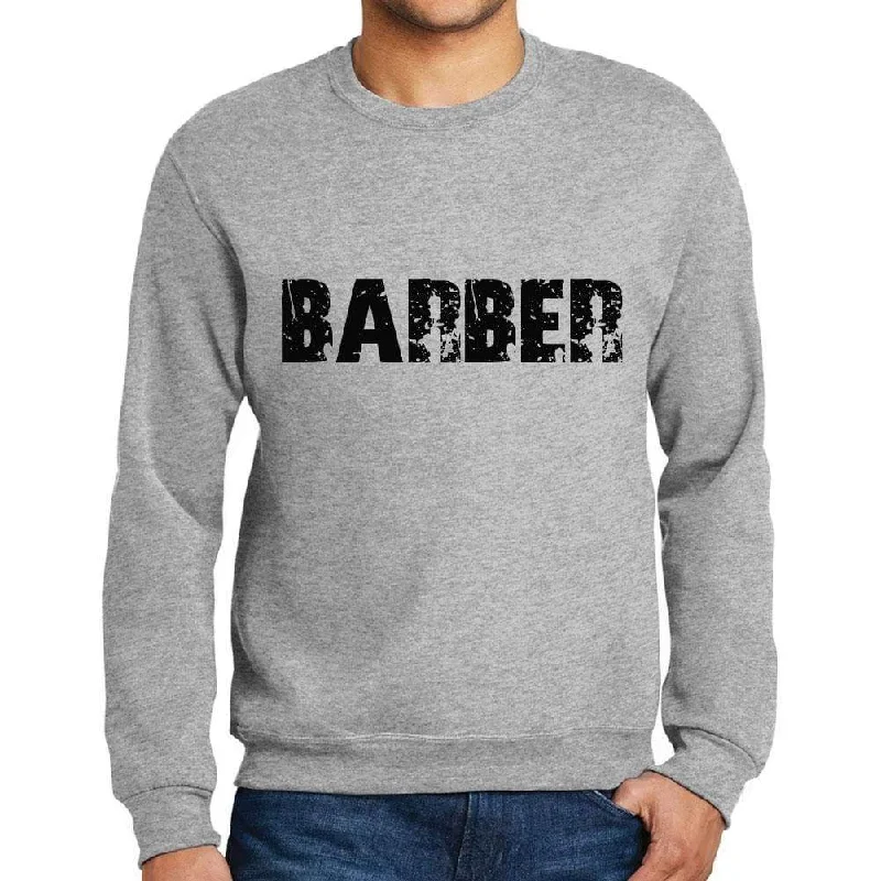 Simple Comfort Men's Printed Graphic Sweatshirt Popular Words BARBER Grey Marl