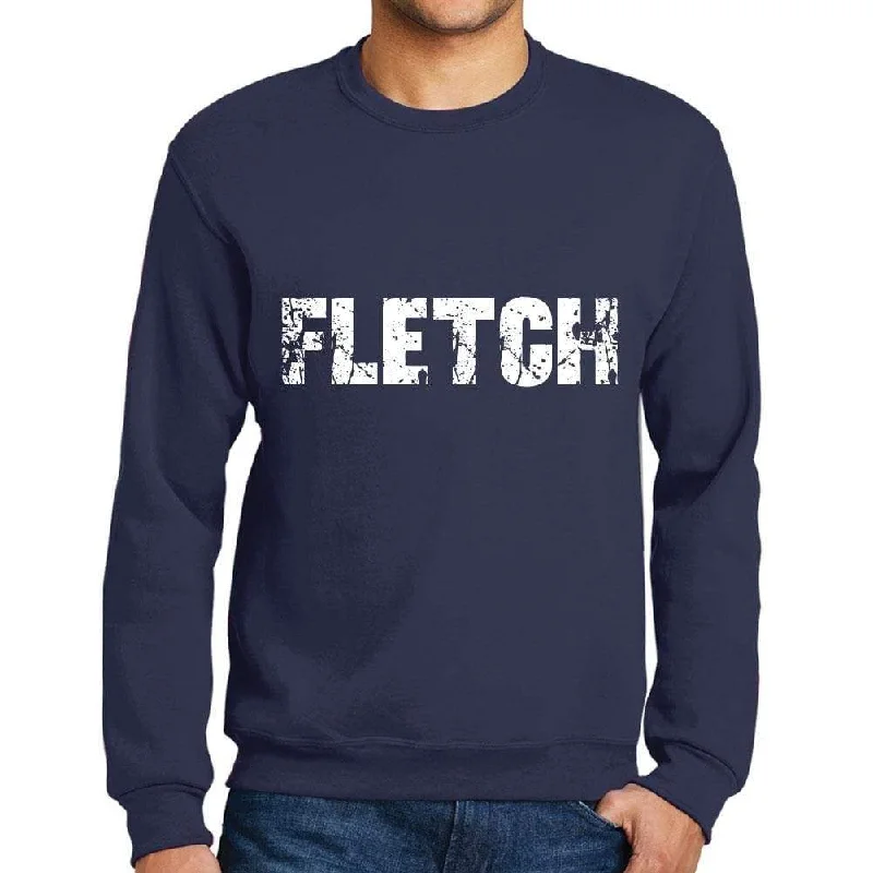 Street Fashion Men's Printed Graphic Sweatshirt Popular Words FLETCH French Navy