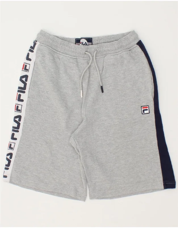 Personalized Outfit FILA Boys Graphic Sport Shorts 11-12 Years Large Grey Colourblock Cotton