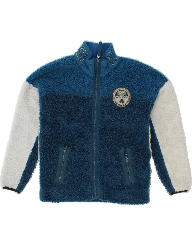 Easy Chic Wear NAPAPIJRI Boys Graphic Fleece Jacket 9-10 Years Blue Colourblock Polyester