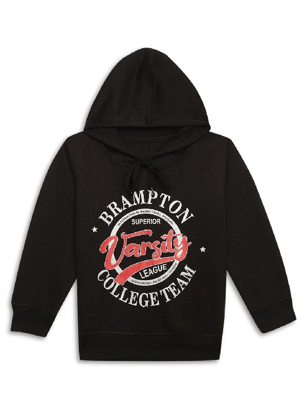 Simple Matching Vimal Jonney Black Printed Hooded Cotton Fleece Sweatshirt for Kids Simple Matching Vimal Jonney Black Printed Hooded Cotton Fleece Sweatshirt for Kids