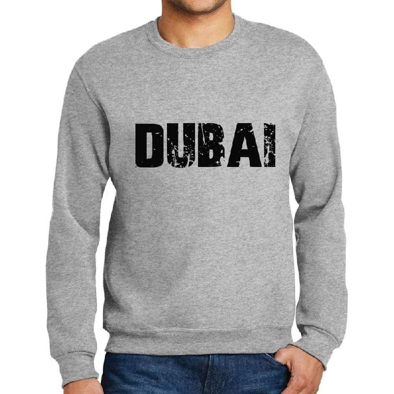 Elegant Design Men's Printed Graphic Sweatshirt Popular Words DUBAI Grey Marl