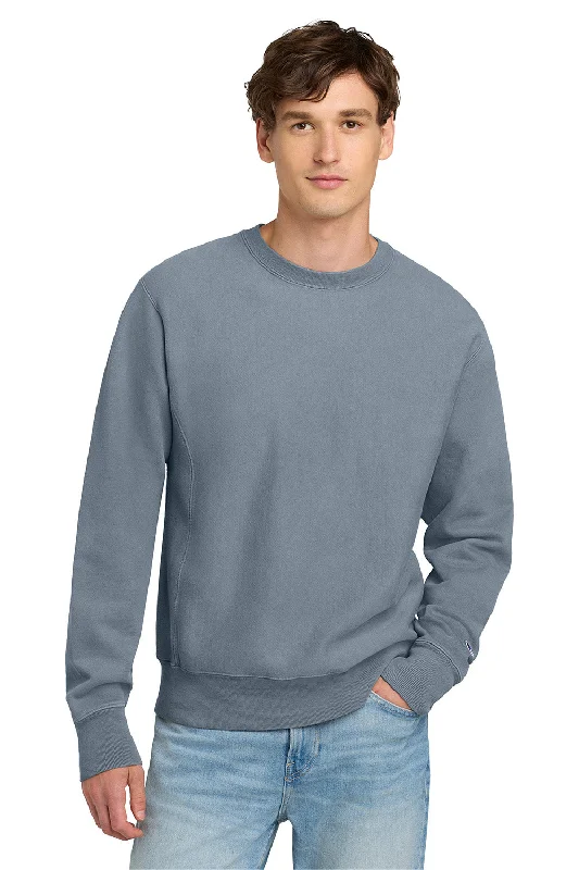 Soft Textures Champion Mens Reverse Weave Garment Dyed Crewneck Sweatshirt - Saltwater Blue - NEW Soft Textures Champion Mens Reverse Weave Garment Dyed Crewneck Sweatshirt - Saltwater Blue - NEW