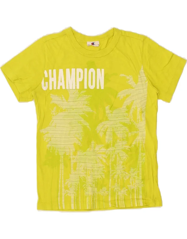 Fashionable And Fashionable CHAMPION Boys Graphic T-Shirt Top 7-8 Years Small Yellow Cotton Fashionable And Fashionable CHAMPION Boys Graphic T-Shirt Top 7-8 Years Small Yellow Cotton
