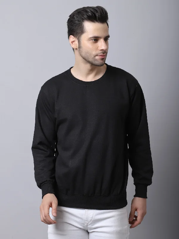 Easy-to-Wear Vimal Jonney Fleece Round Neck Black Sweatshirt for Men