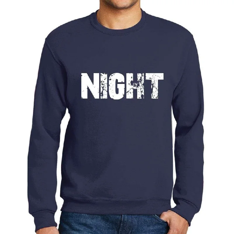Advanced Customization Men's Printed Graphic Sweatshirt Popular Words NIGHT French Navy Advanced Customization Men's Printed Graphic Sweatshirt Popular Words NIGHT French Navy