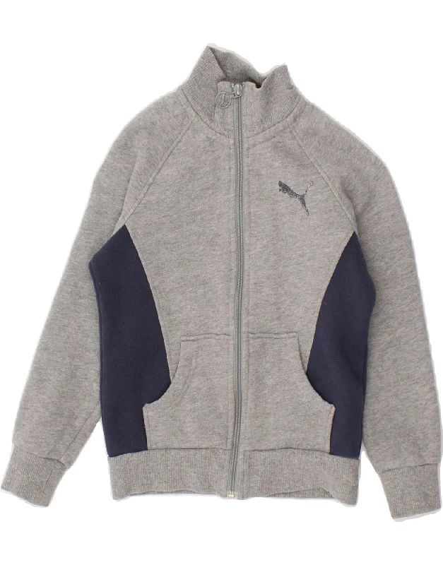 All-Day Outfits PUMA Boys Tracksuit Top Jacket 7-8 Years Small Grey Colourblock Cotton
