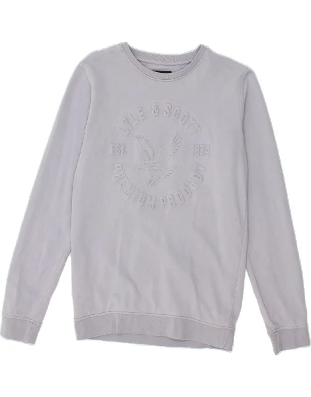 Cozy Fashions LYLE & SCOTT Boys Graphic Sweatshirt Jumper 12-13 Years Blue Cotton
