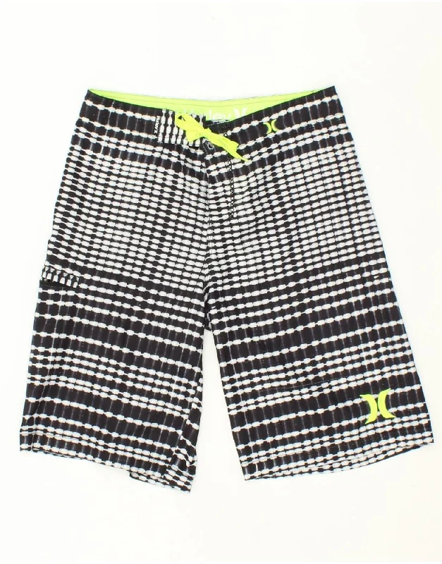 Classic And Versatile HURLEY Boys Swimming Shorts 11-12 Years W26 Black Striped Polyester Classic And Versatile HURLEY Boys Swimming Shorts 11-12 Years W26 Black Striped Polyester