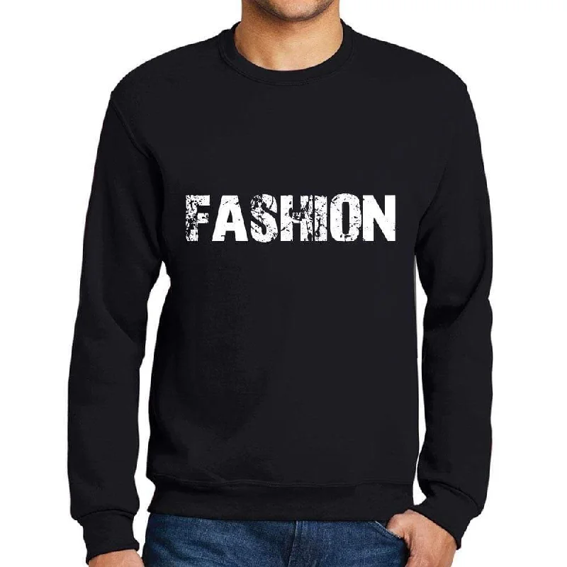 Personal Design Men's Printed Graphic Sweatshirt Popular Words FASHION Deep Black