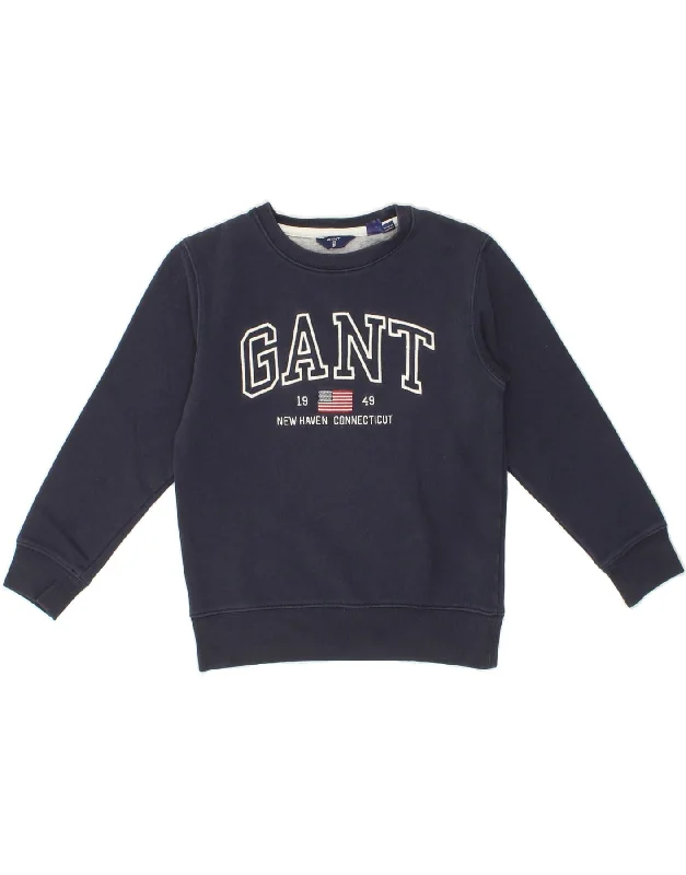 Timeless Comfort GANT Boys Graphic Sweatshirt Jumper 9-10 Years Navy Blue Cotton