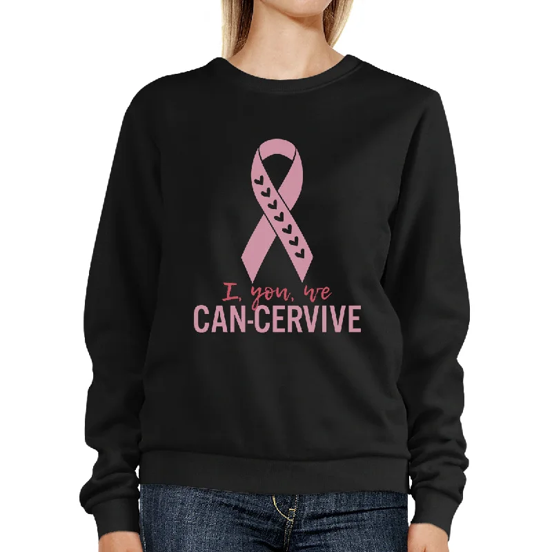 High Street Style I You We Can-Cervive Breast Cancer Black SweatShirt