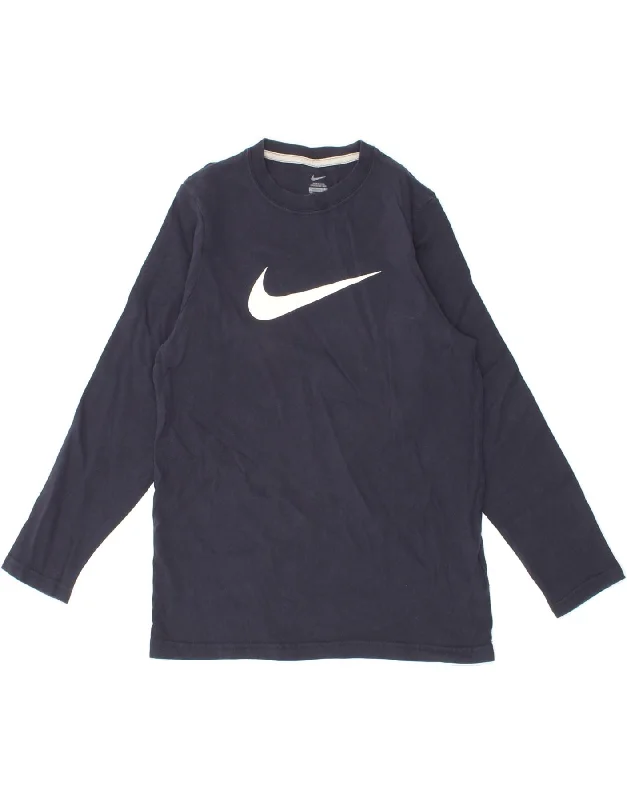 Minimal Style NIKE Boys Graphic T-Shirt Top 12-13 Years Large  Navy Blue Cotton