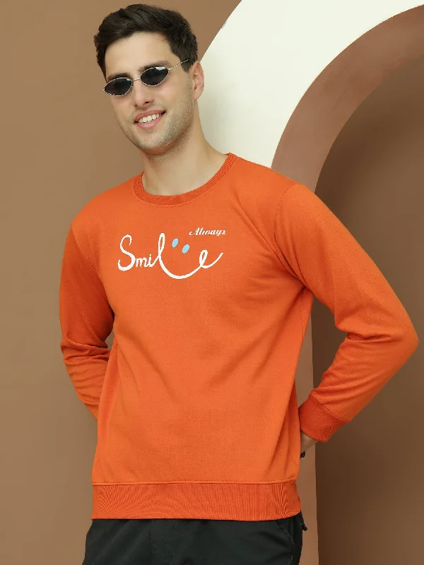 New Products VimaL Jonney Regular Fit Orange Printed Sweatshirt For Men