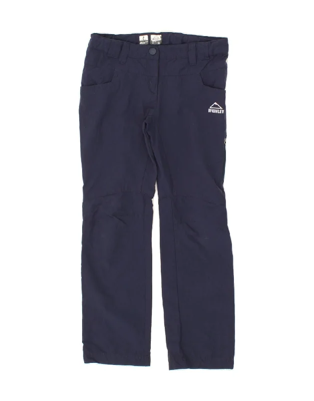 Comfortable And Simple MC KINLEY Girls Straight Casual Trousers 7-8 Years W24 L22 Navy Blue