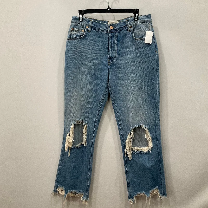 Retro Prints Jeans Straight By Free People In Blue, Size: 6