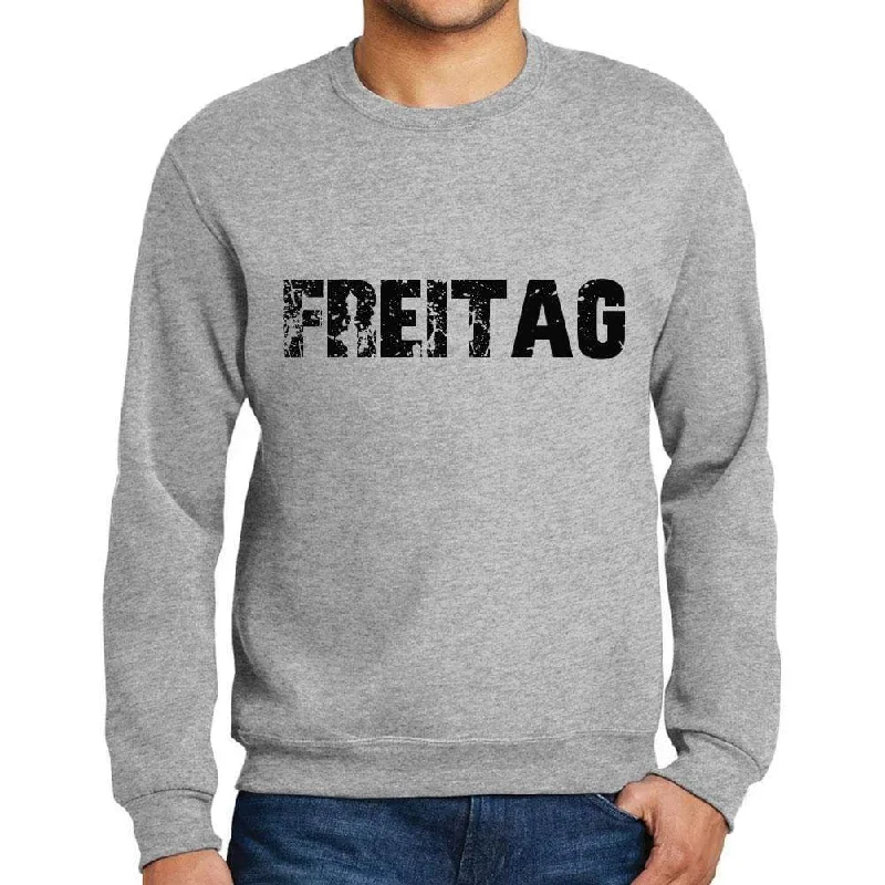 Urban Chic Men's Printed Graphic Sweatshirt Popular Words FREITAG Grey Marl