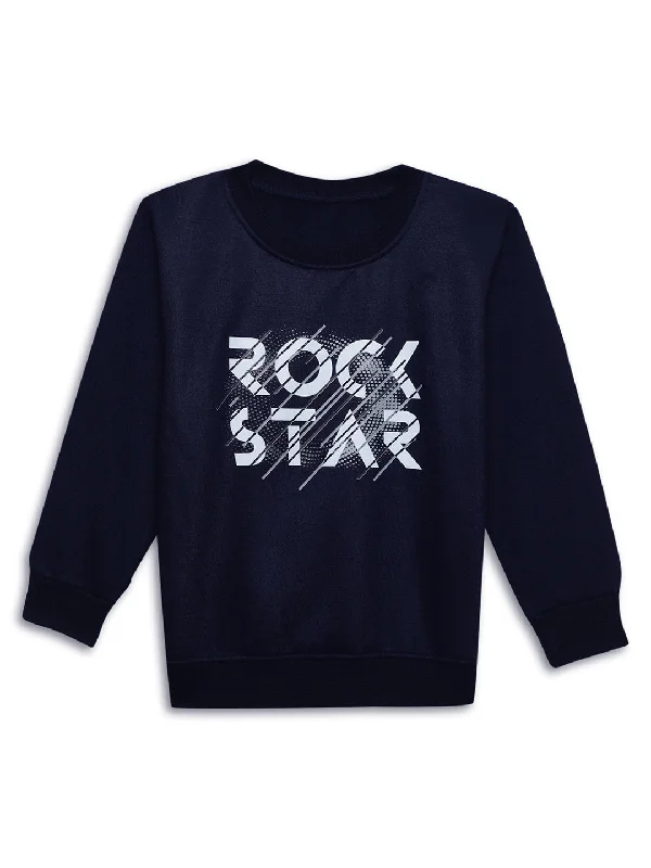 New Autumn And Winter Styles Vimal Jonney Navy Blue Printed Round Neck Cotton Fleece Sweatshirt for Kids New Autumn And Winter Styles Vimal Jonney Navy Blue Printed Round Neck Cotton Fleece Sweatshirt for Kids