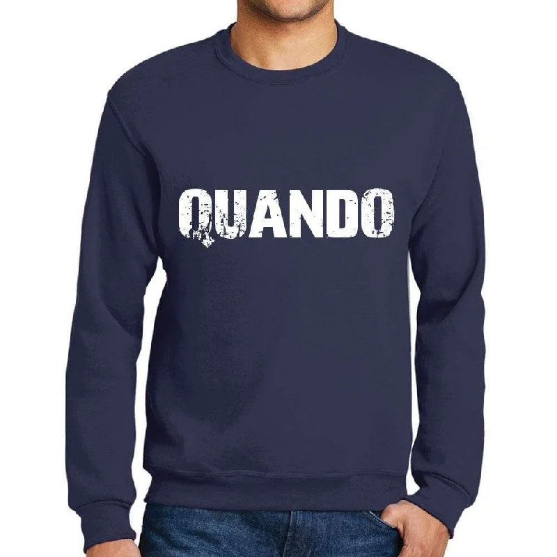 Cozy Essentials Men's Printed Graphic Sweatshirt Popular Words QUANDO French Navy