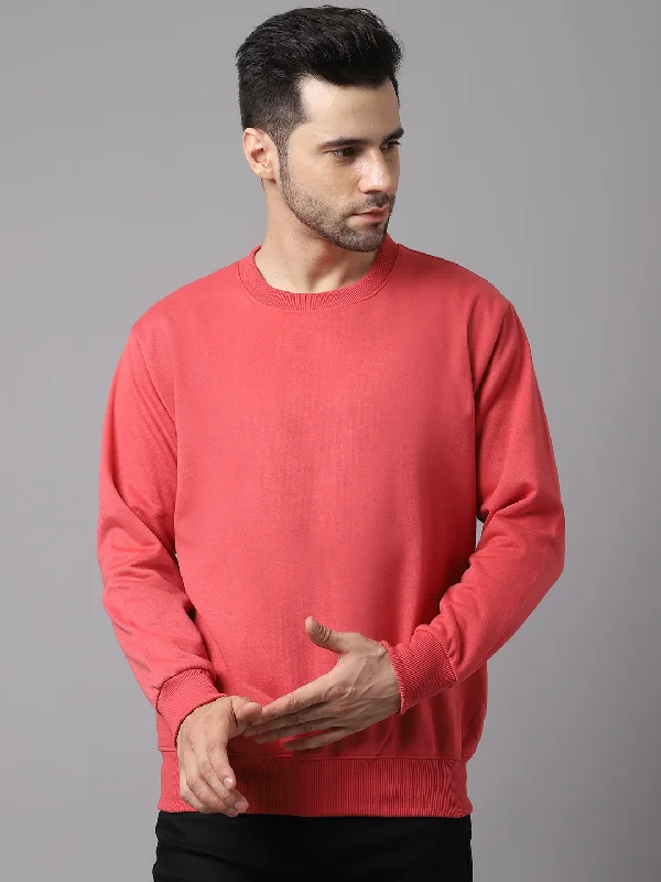 European Plan Vimal Jonney Fleece Round Neck Pink Sweatshirt for Men