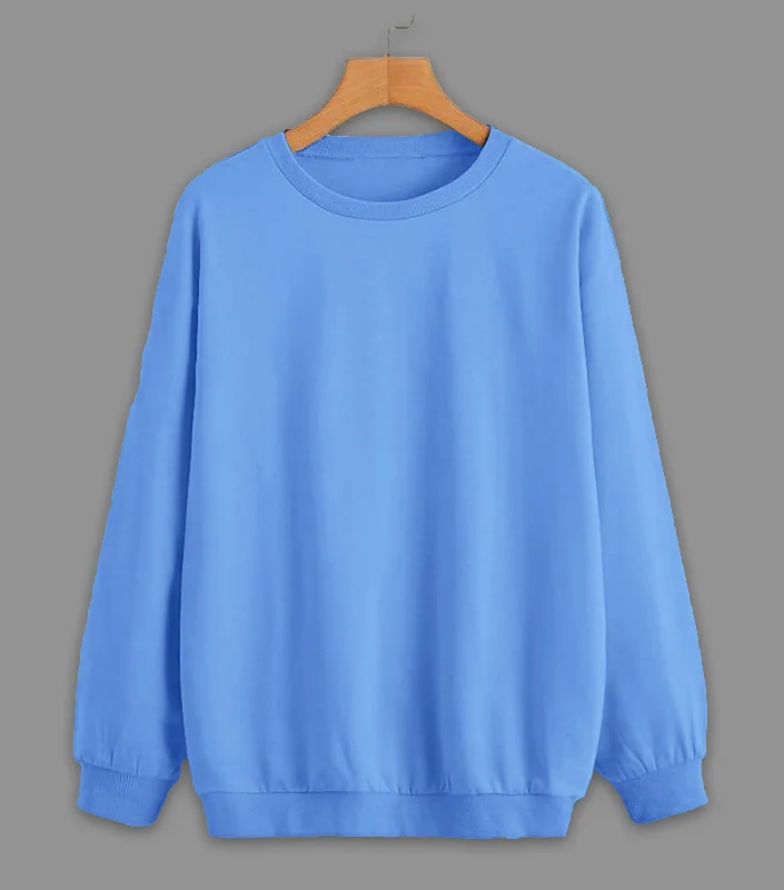 Simple And Comfortable Vimal Jonney Sky Blue Solid Round Neck Cotton Fleece Sweatshirt for Men Simple And Comfortable Vimal Jonney Sky Blue Solid Round Neck Cotton Fleece Sweatshirt for Men