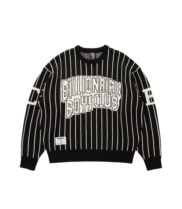 College Style STRIPE SWEATER - BLACK