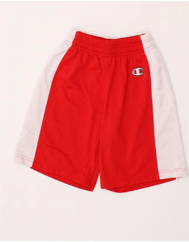 Elegant And Noble CHAMPION Boys Sport Shorts 9-10 Years Medium  Red Colourblock Polyester