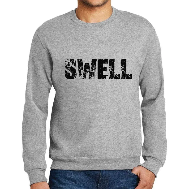 Comfortable Wear Men's Printed Graphic Sweatshirt Popular Words SWELL Grey Marl