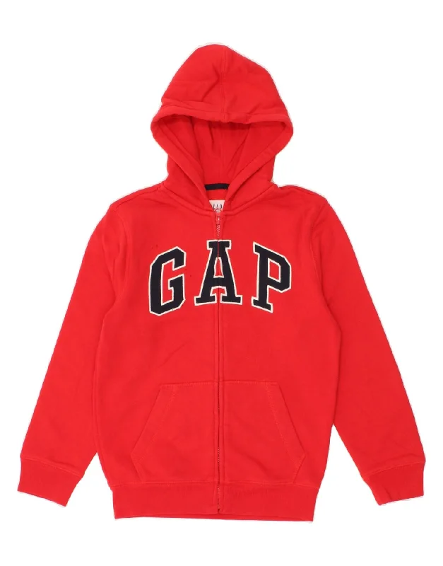 Floral Prints GAP Boys Graphic Hoodie Jumper 10-11 Years Large Red Cotton