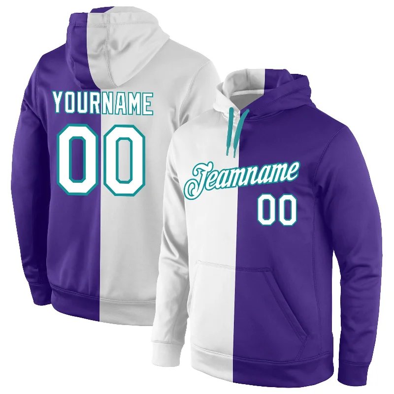 Comfortable Mind Custom Stitched Purple White-Aqua Split Fashion Sports Pullover Sweatshirt Hoodie Comfortable Mind Custom Stitched Purple White-Aqua Split Fashion Sports Pullover Sweatshirt Hoodie