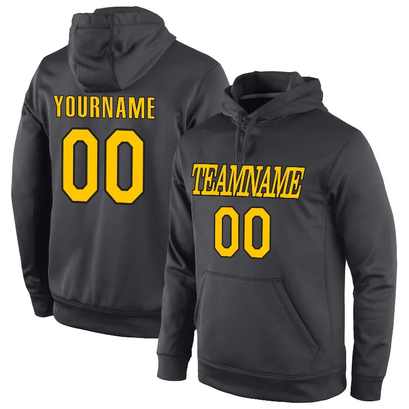 Soft Textures Custom Stitched Anthracite Gold-Black Sports Pullover Sweatshirt Hoodie Soft Textures Custom Stitched Anthracite Gold-Black Sports Pullover Sweatshirt Hoodie