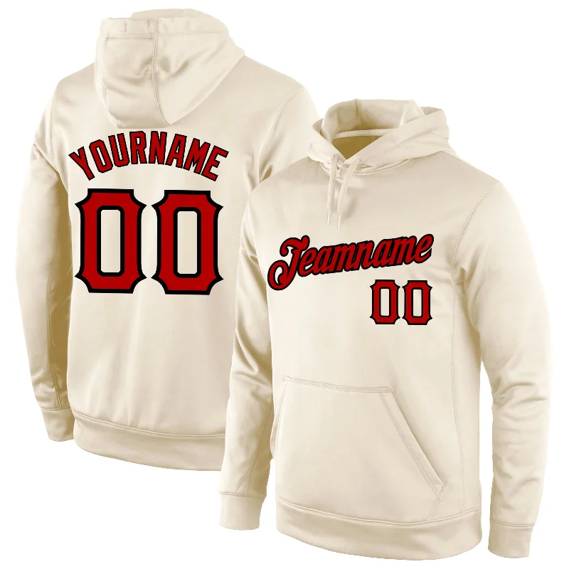 Light And Breathable Custom Stitched Cream Red-Black Sports Pullover Sweatshirt Hoodie Light And Breathable Custom Stitched Cream Red-Black Sports Pullover Sweatshirt Hoodie