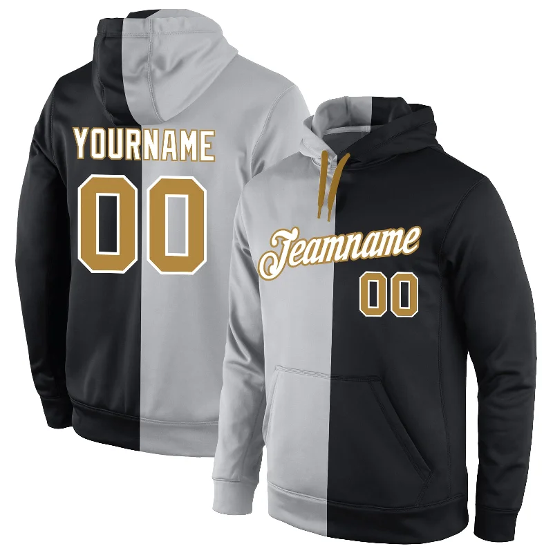 Free And Comfortable Custom Stitched Gray Old Gold-Black Split Fashion Sports Pullover Sweatshirt Hoodie Free And Comfortable Custom Stitched Gray Old Gold-Black Split Fashion Sports Pullover Sweatshirt Hoodie