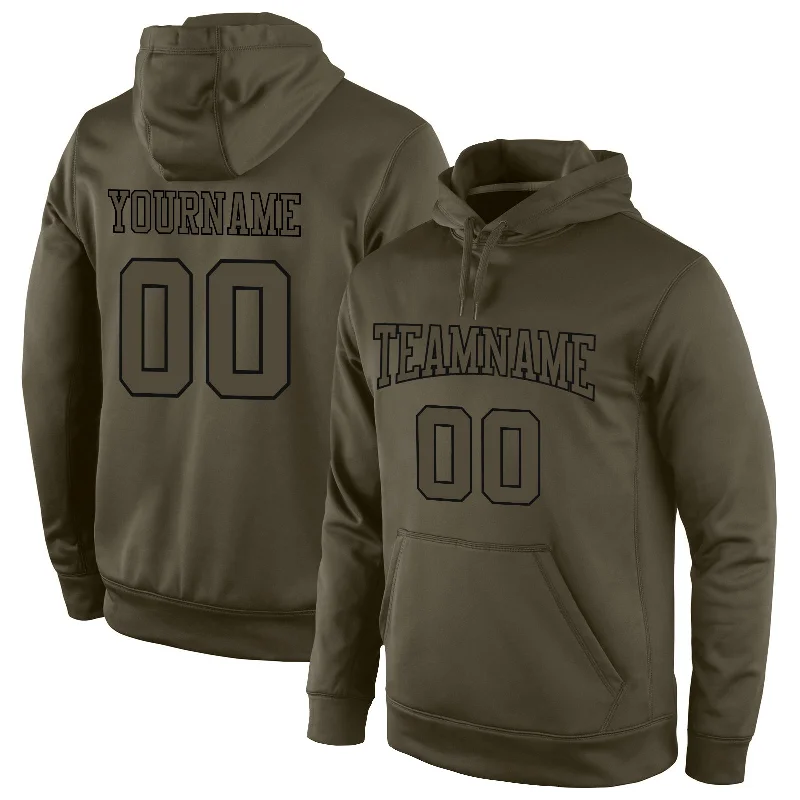 Lounge Wear Custom Stitched Olive Olive-Black Sports Pullover Sweatshirt Salute To Service Hoodie Lounge Wear Custom Stitched Olive Olive-Black Sports Pullover Sweatshirt Salute To Service Hoodie