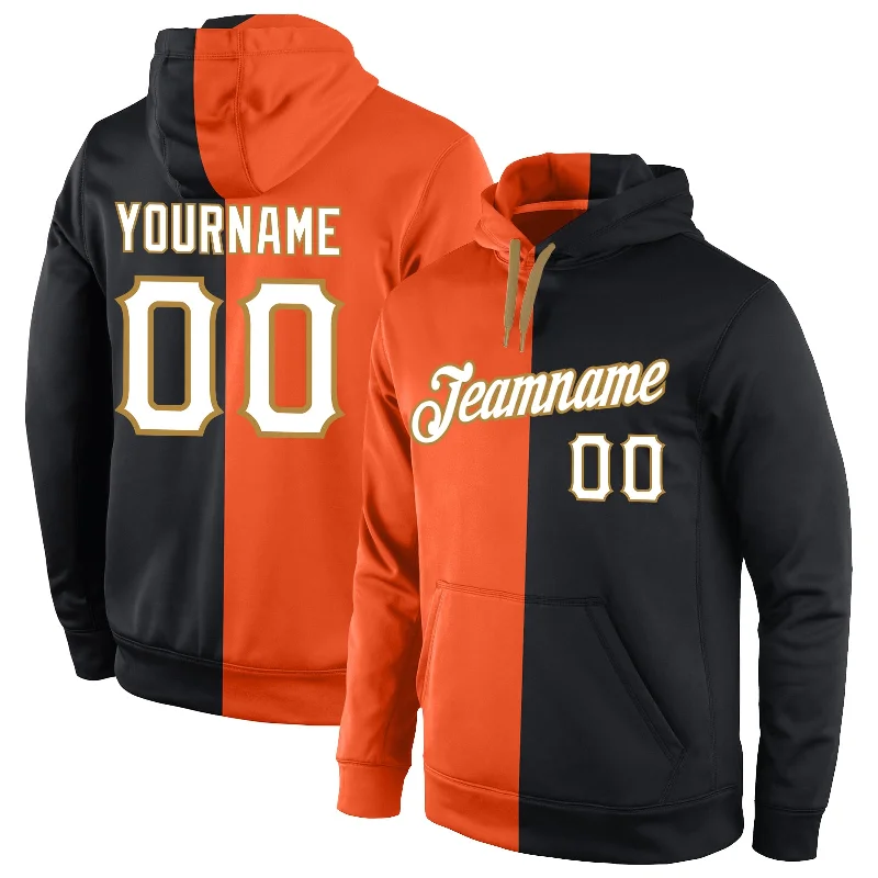 Simple Design Custom Stitched Orange White-Black Split Fashion Sports Pullover Sweatshirt Hoodie Simple Design Custom Stitched Orange White-Black Split Fashion Sports Pullover Sweatshirt Hoodie