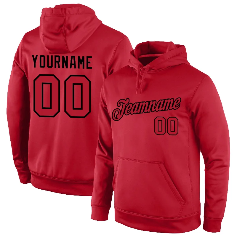 Fashion Elements Custom Stitched Red Red-Black Sports Pullover Sweatshirt Hoodie